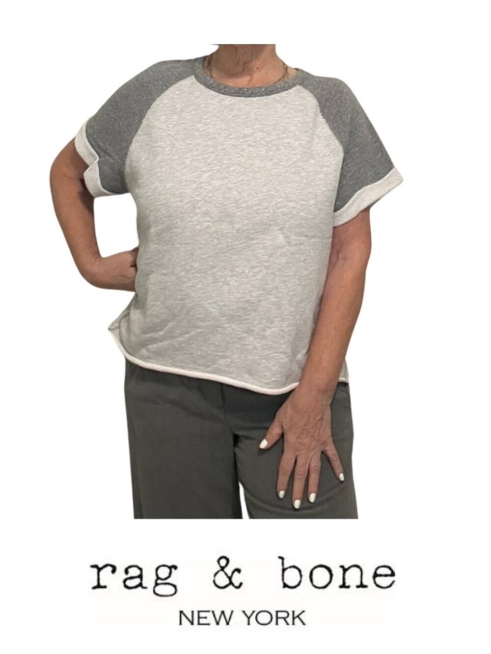 rag and bone grey short sleeve sweatshirt top size large